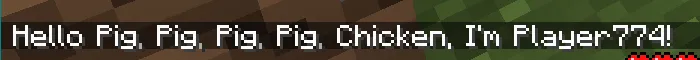 The result of parsing `Hello <selector:@e[limit=5]>, I'm <selector:@s>!`, show in-game in the Minecraft client's chat window